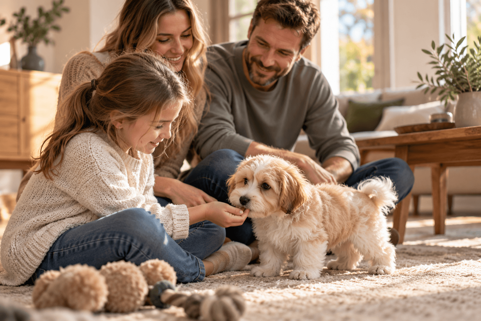 Platzhalter: Welpe mit neuer Familie